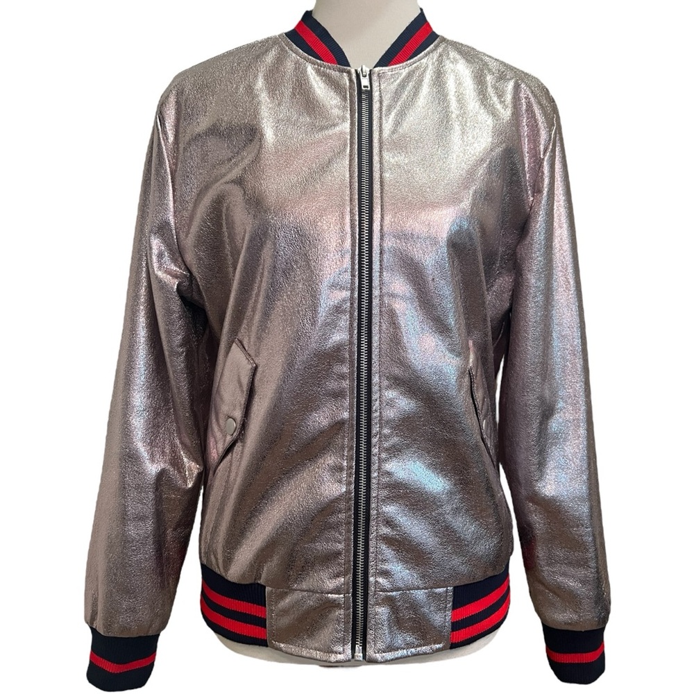 Urban Outfitters Metallic Bomber Jacket size Large Silence + Noise